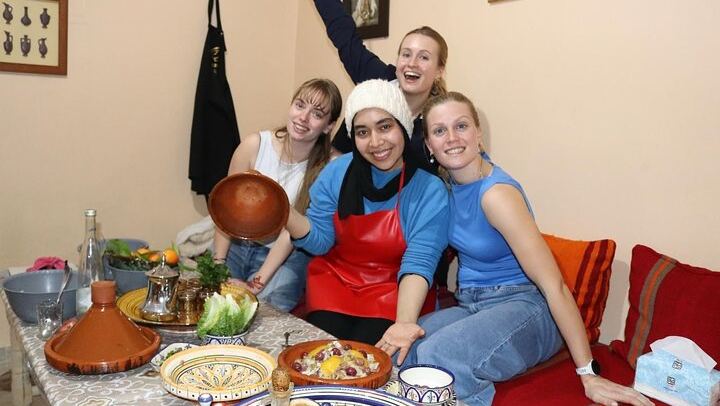 Seven at the Table in a Marrakech Family House