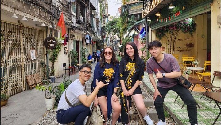 Five Dishes and a Drink Beside the Hanoi Train Track