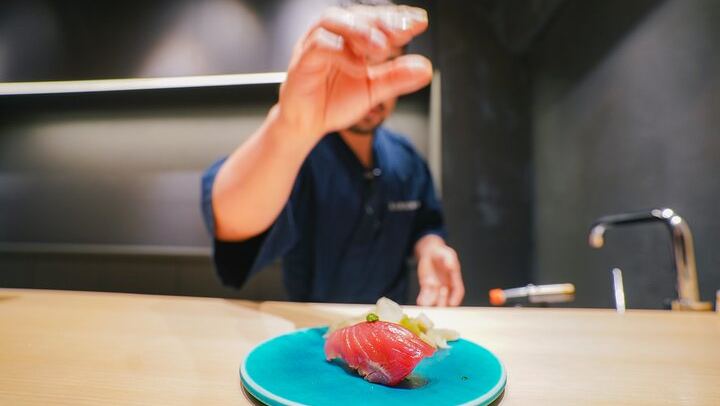 Omakase Nigiri, Then A5 Kagoshima on the Table Grill